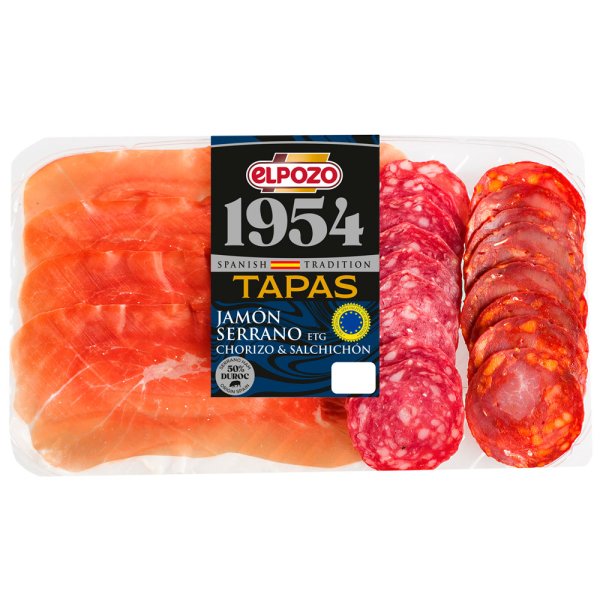 Tapas-Platte mit Serrano, Chorizo, Salchichón 100 g